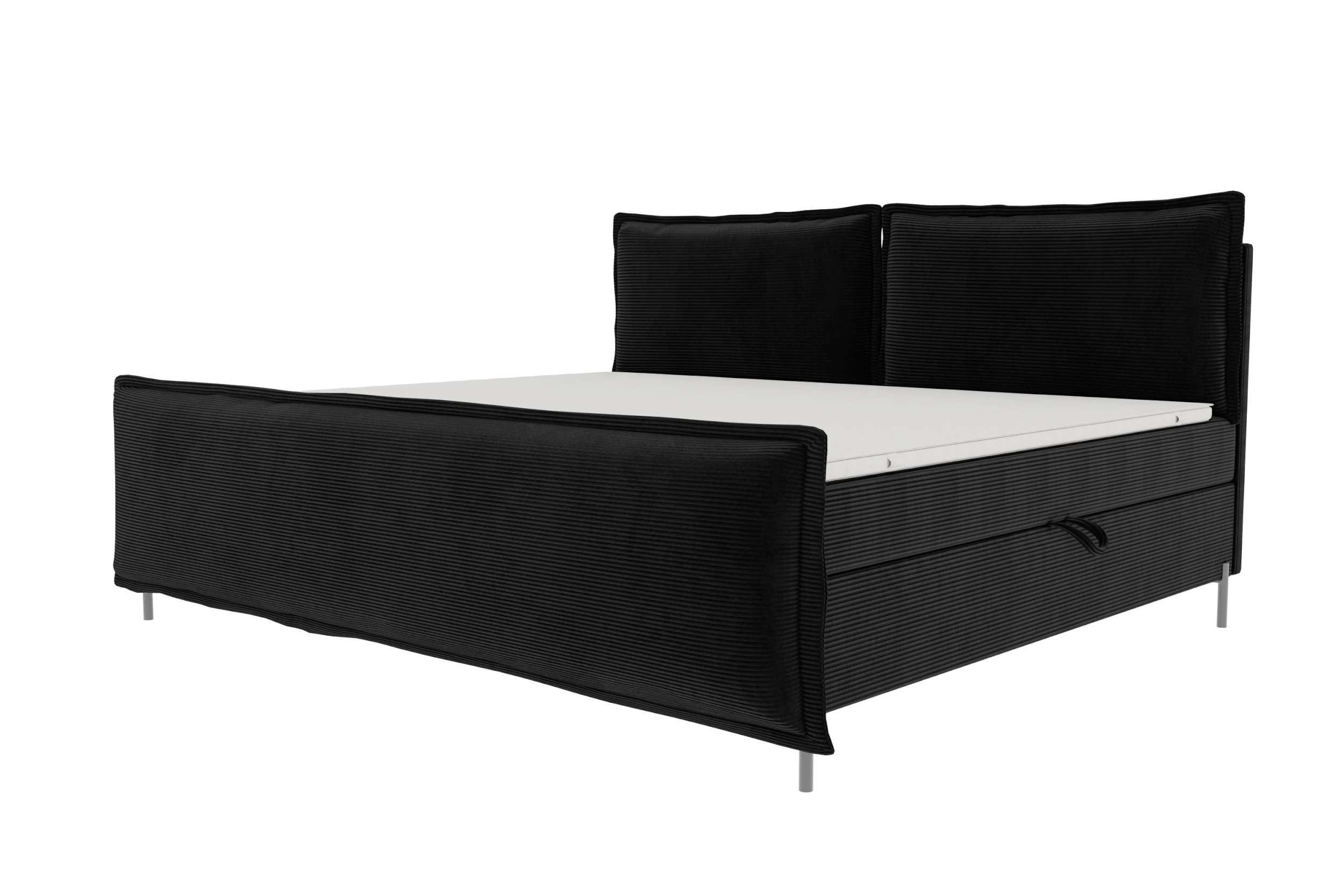 FAMILIENBETT BOXSPRINGBETT VERO PLUS Cordstoff Schwarz 240/200 cm - Schwarz, Holzwerkstoff/Textil (240/200cm) - 99rooms