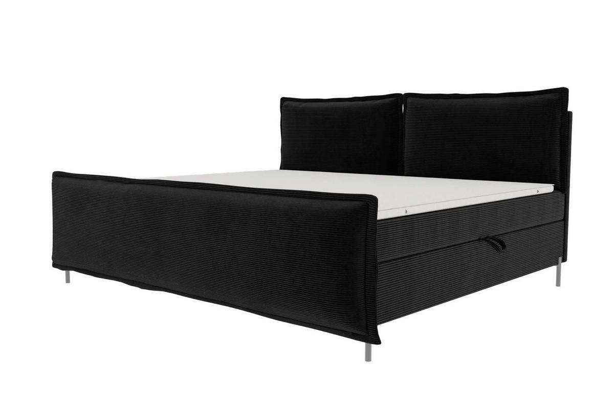 FAMILIENBETT BOXSPRINGBETT VERO PLUS Cordstoff Schwarz 240/200 cm - Schwarz, Holzwerkstoff/Textil (240/200cm) - 99rooms