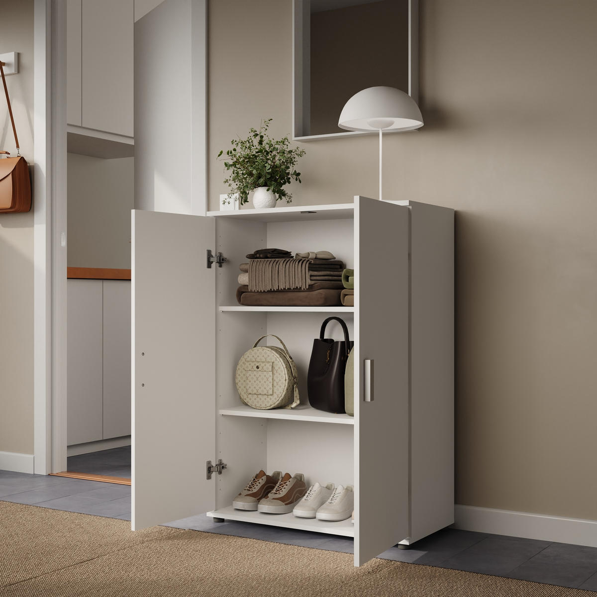 MEHRZWECKSCHRANK mit 2-Türen 75 cm in Weiß - Weiß, Holzwerkstoff (75/104/35cm) - Home Collective