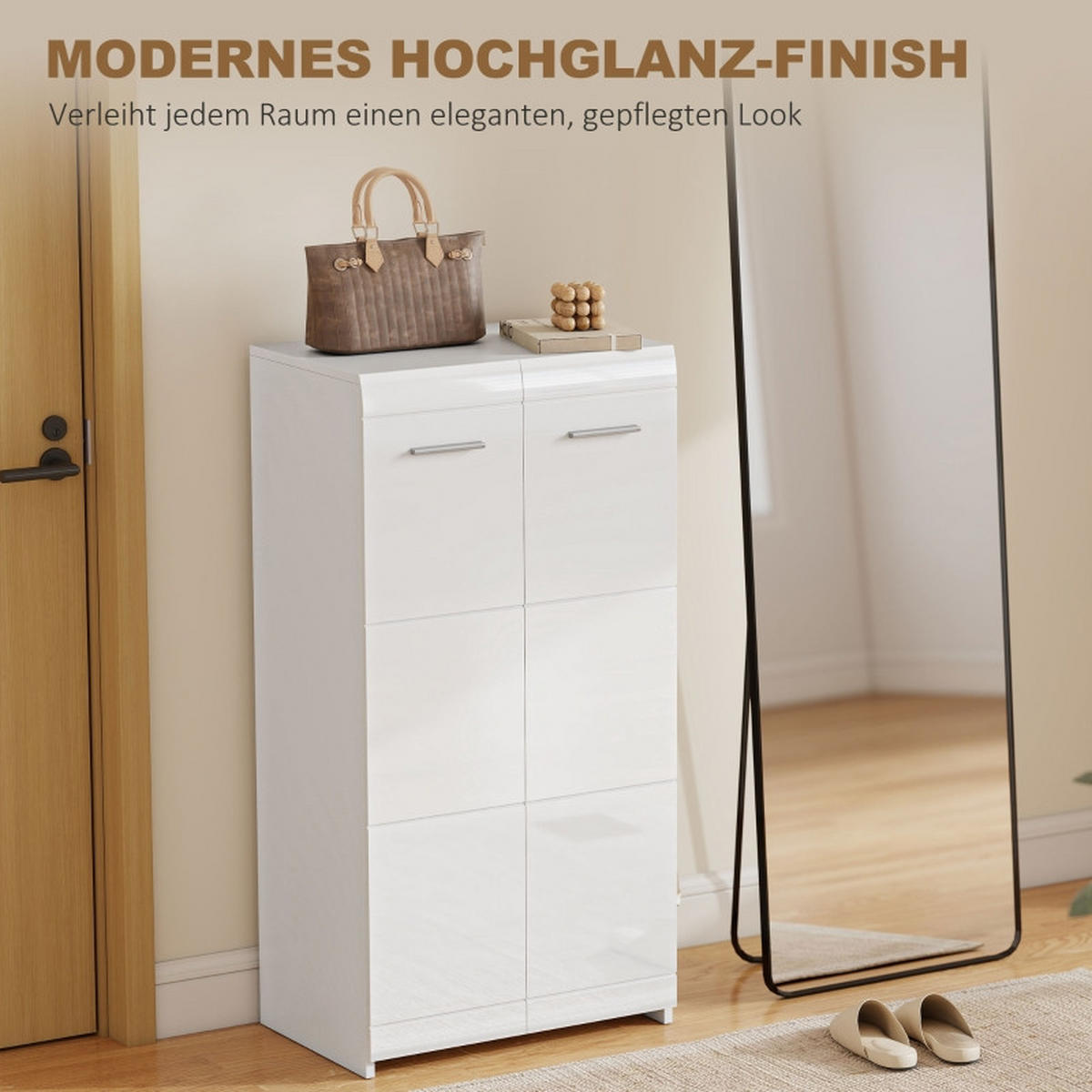 SCHUHSCHRANK 55/36/108 cm Weiß aus Holz mit verstellbaren Regalen - Weiß, Holz (55/108/36cm) - OKWISH