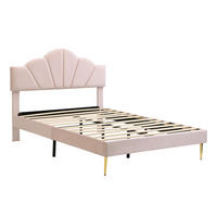 POLSTERBETT aus Samt 140x200 cm in Rosa mit verstellbarem Kopfteil - Rosa, Textil (140/200cm) - Modfu