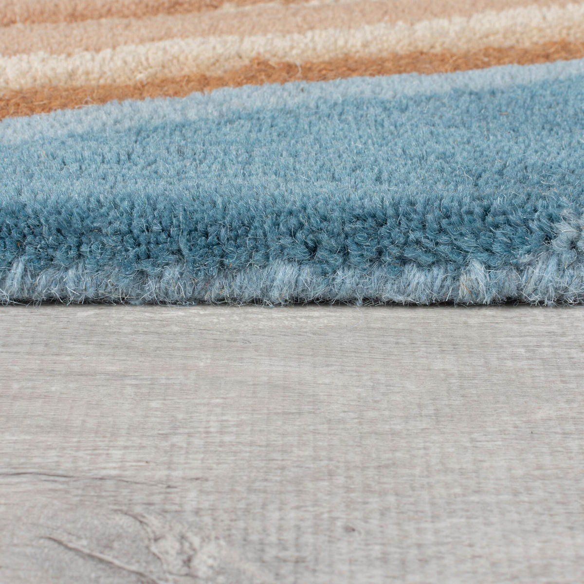 WOLLTEPPICH DERWENT, abstrakt, Blau-Bunt, 60 x 230 cm - Multicolor, Textil (230/60cm) - KADIMA DESIGN