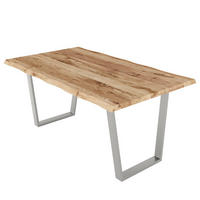 ESSTISCH - Metall / Massivholz - Eichefarben/Silberfarben, Holz/Metall (100/180/76cm) - home24