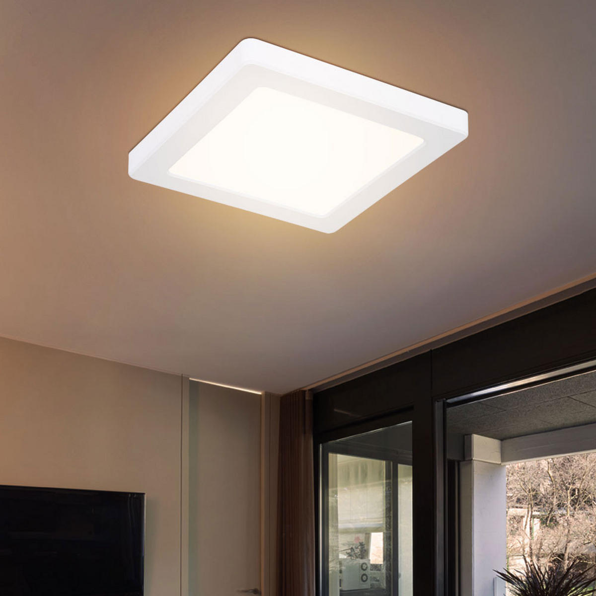 LED DECKENPANEL Kunststoff Weiß - Weiß, Kunststoff (16.7/16.7/1.7cm) - Globo Lighting