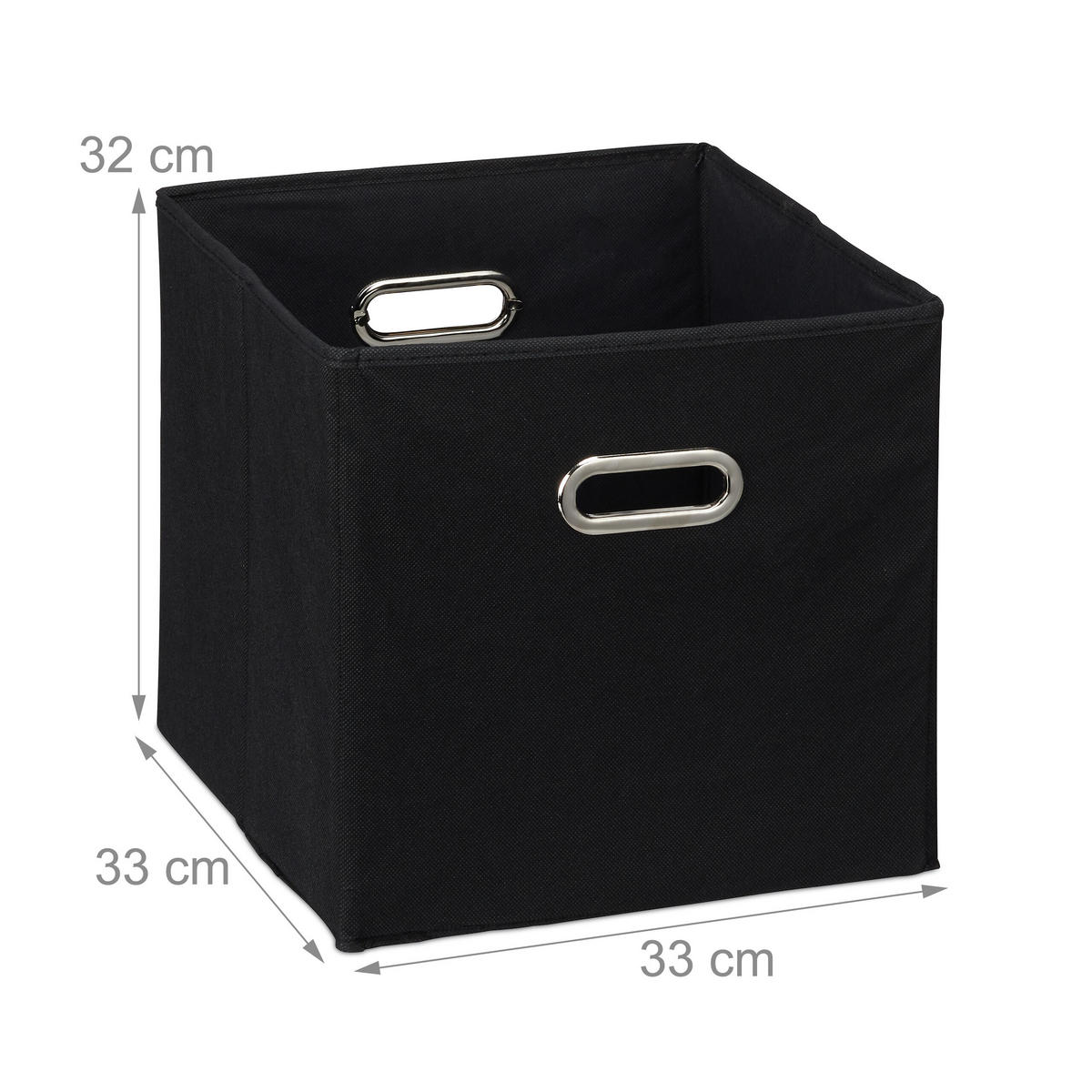 2XAUFBEWAHRUNGSBOX - Schwarz, Wellpappe/Textil (33/32/33cm) - Relaxdays