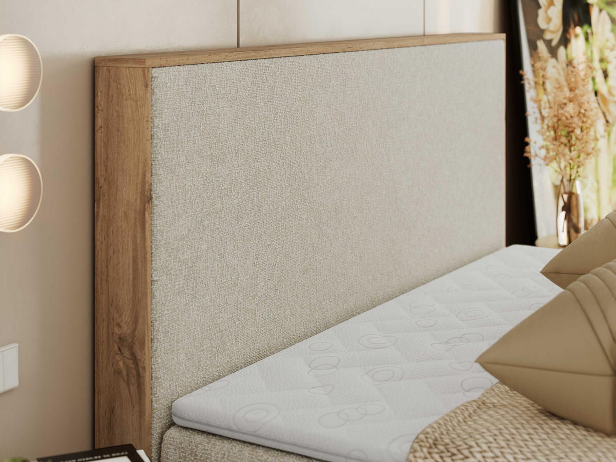 BOXBETT WOOD CLASSIC 200/200 - Creme Strukture - H4 - Creme, Textil (200/200cm) - MKS