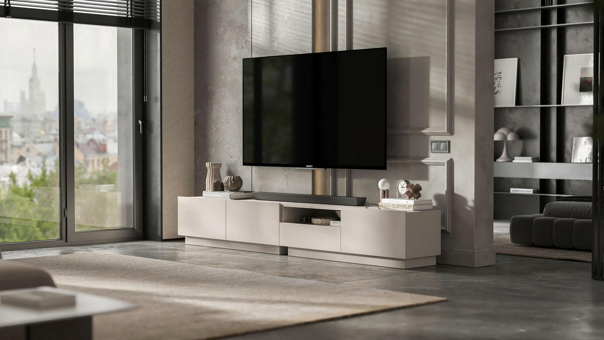 TV-LOWBOARD 2-er Set Enjoy Kaschmir Matt Loft Schublade 120 cm - Kaschmir, Holzwerkstoff (240/37/35cm) - Meble Lindner