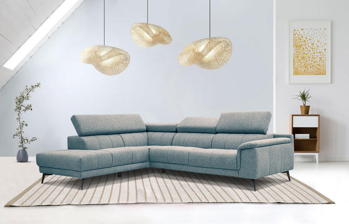 ECKSOFA FIERO 5-Sitzer, mintgrün - Schwarz/Mintgrün, Holzwerkstoff/Textil (158/269cm) - Courtois Laville