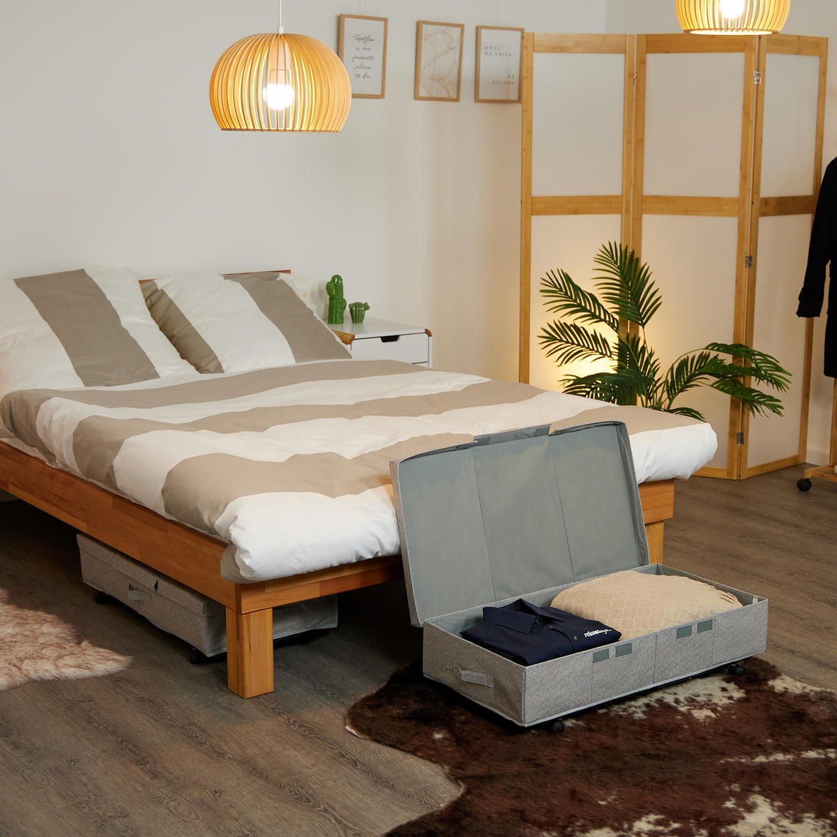 2XÚLOŽNÁ pod posteľ - sivá, kov/plast - Relaxdays