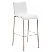 BARHOCKER Lederlook weiß - Edelstahlfarben/Weiß, Textil/Metall (43/103/51cm) - CLP