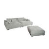 BIG SOFA-SET 6-TLG MADELINE Hellgrau Cord - Hellgrau/Schwarz, Kunststoff/Textil (290/85/170cm) - KAWOLA