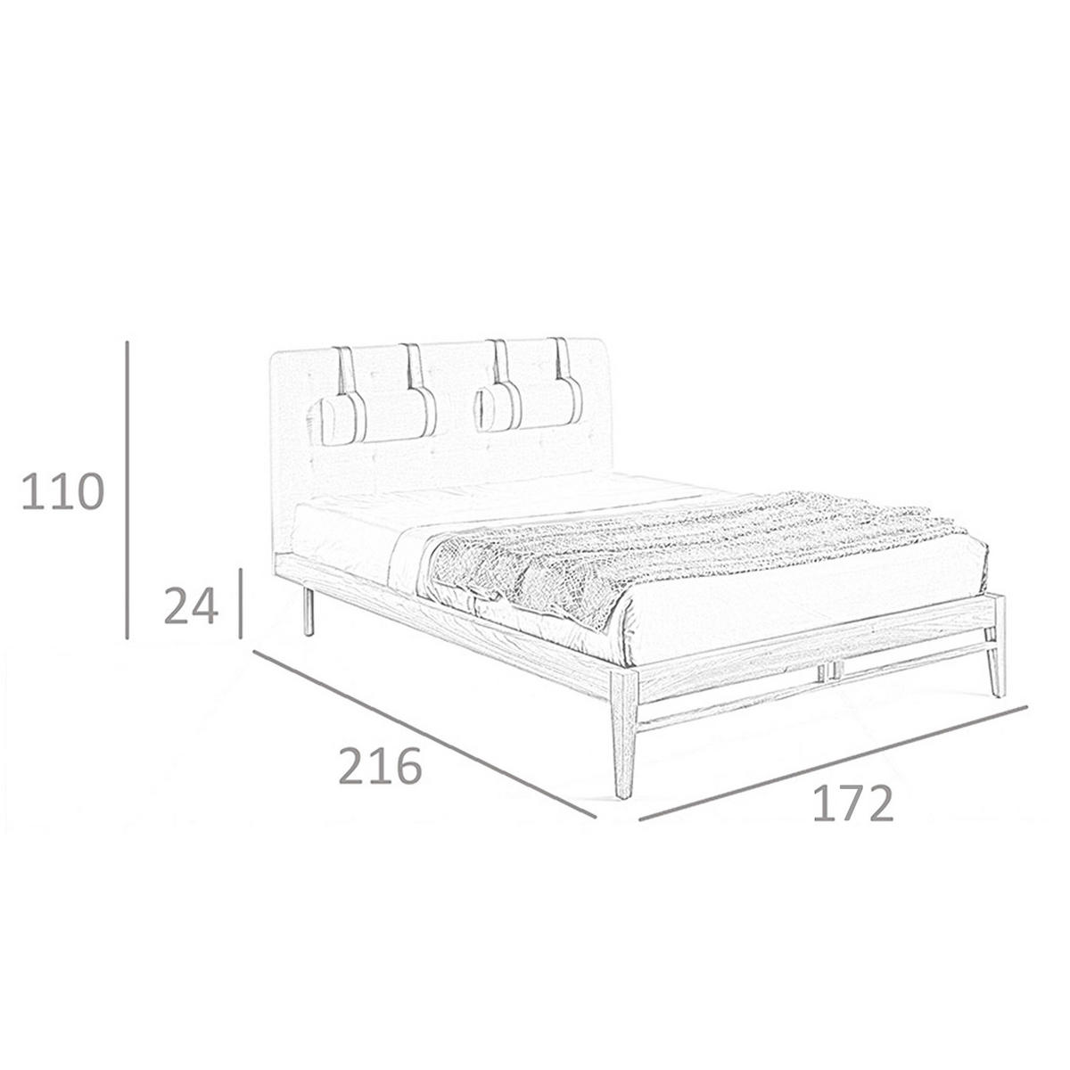BETT Rechteckig Grau Walnuss 172/216/110 cm - Walnussfarben/Grau, Textil - ANGEL CERDA