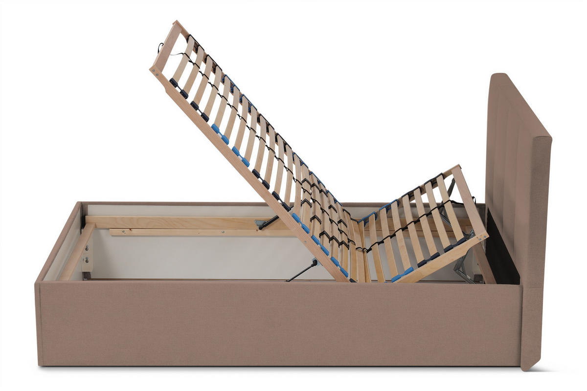 POLSTERBETT Dalas Sahara 120 x 200 x 40 cm Bettkasten Mit hochwertiger Matratze H3 (bis 120 kg) und Lattenrost - Sahara, Holz (120/200cm) - Halmon Schlafkomfort Betten 