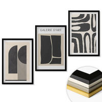 WANDBILDER 3er-Set - 40x60 cm Schwarzer Rahmen - Abstrakte minimalistische Poster - Schwarz, Kunststoff (40/60cm) - ArtPrintCave