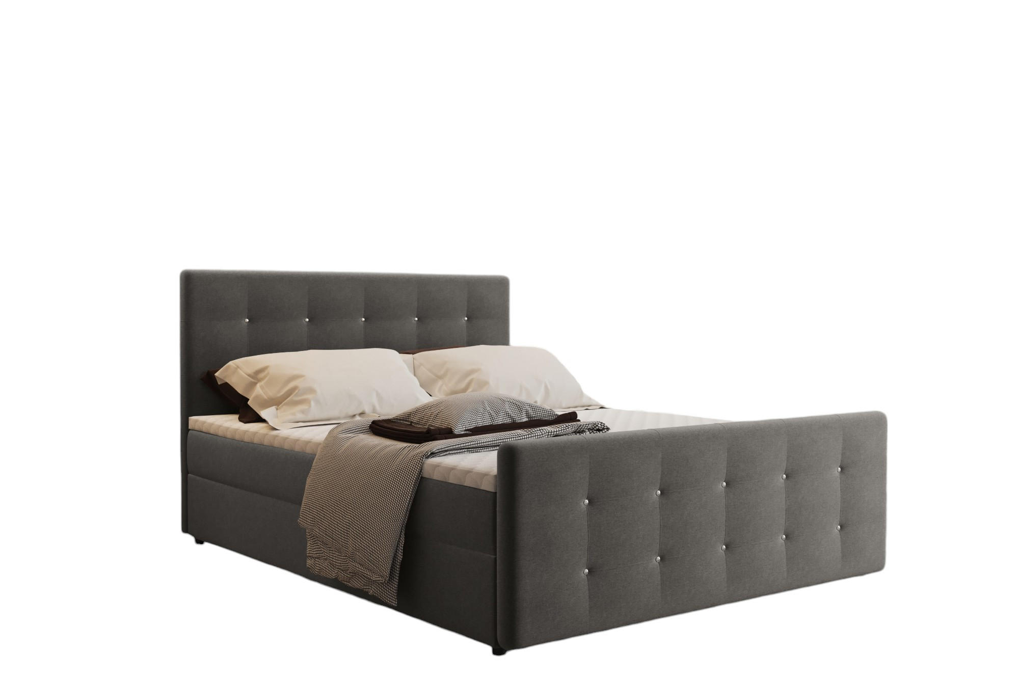 Kaiser Möbel KONTINENTÁLNÍ POSTEL s úložným prostorem, matrací a topperem AMOR Tmavě hnědá 200x200 cm H3-Bonell