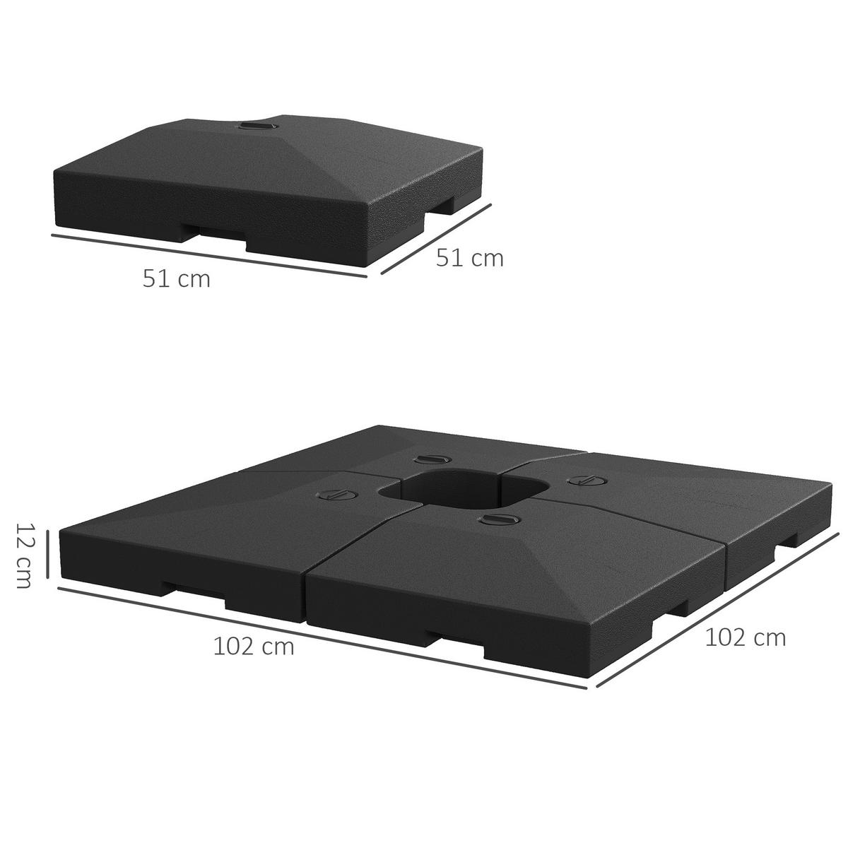 SONNENSCHIRMGEWICHT 4er Set 130 kg schwarz - Schwarz, Kunststoff (51/51cm) - LEBENLANG