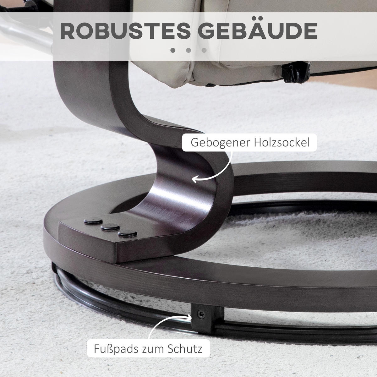 RELAXSESSEL mit Hocker, Drehbar Fernsehsessel mit Liegefunktion Kunstleder, Grau - Grau, Leder (85/104/76cm) - HOMCOM