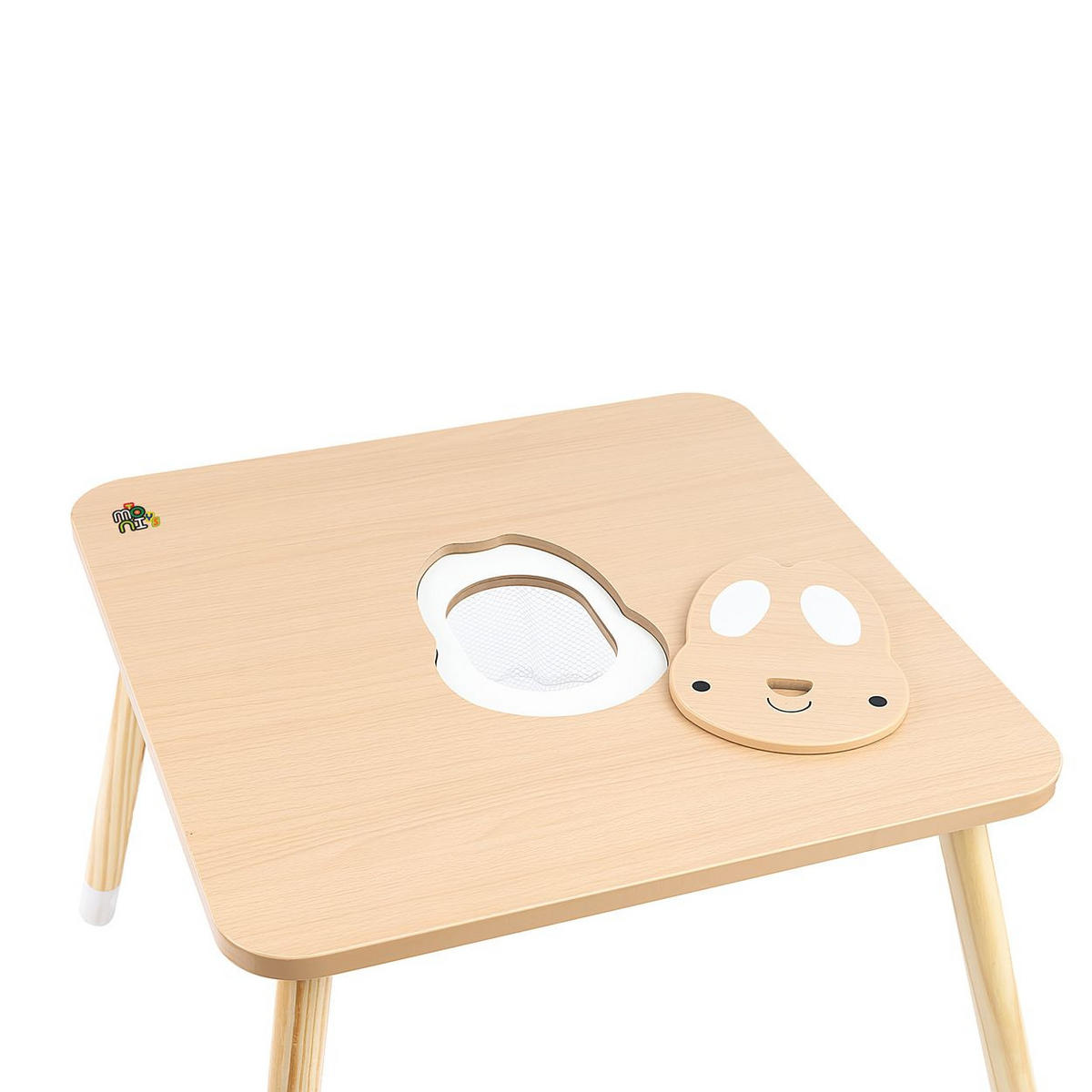 KINDERSITZGRUPPE Hase braun 60 x 60 cm, Tischset, 2 Stühle, Holz, Stauraum, Hasen-Design - Braun, Holzwerkstoff (60/48/60cm) - Moni