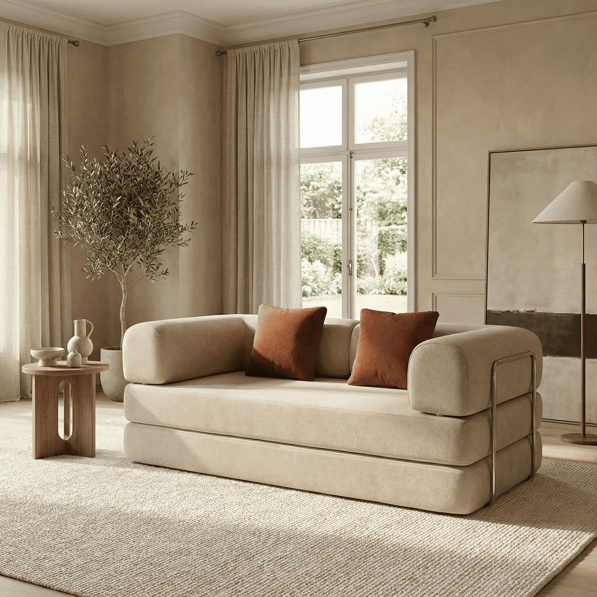 SCHLAFSOFA Kaia Sand Braun - Sandfarben, Textil (180/70/100cm) - COCO Living