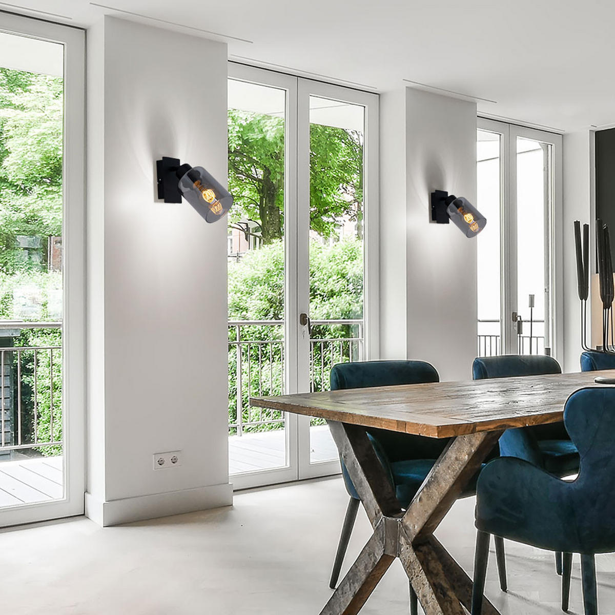 LED WANDLEUCHTE HADERA Glas Grau - Grau, Glas (9/20/9cm) - Globo Lighting