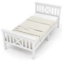 EINZELBETT 90/200 cm mit Lattenrost und X-förmigem Kopfteil, Weiß - Weiß, Holzwerkstoff (90/200cm) - Redom