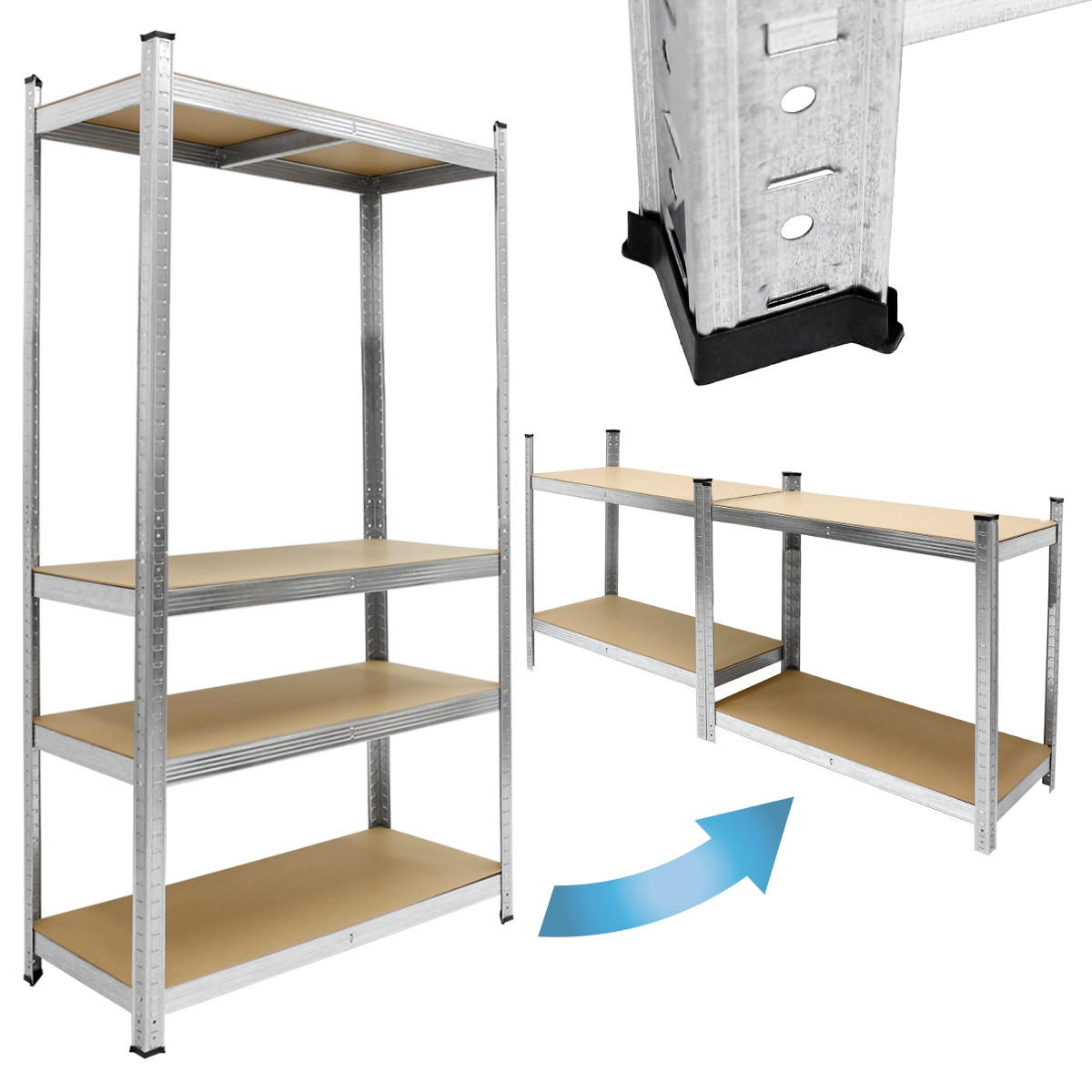 LAGERREGAL 2er Set - Silberfarben, Metall (40/160/80cm) - ECD-Germany