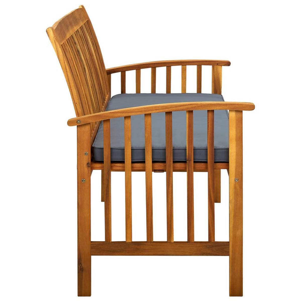 GARTENBANK mit Kissen 147 cm Massivholz Akazie - Grau, Holz (147/90/64cm) - furnicato