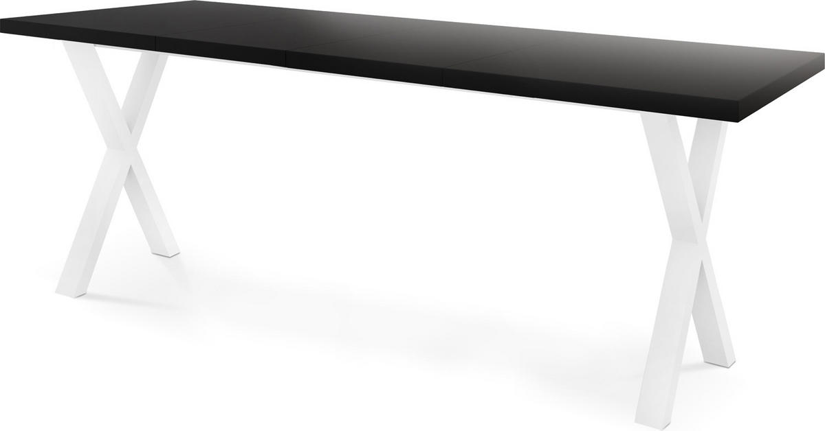 ESSTISCH Luiza rechteckig ausziehbar, Schwarz 120-220/80/76 cm - Schwarz/Weiß, Holzwerkstoff/Metall (120/80/76cm) - WFL GROUP