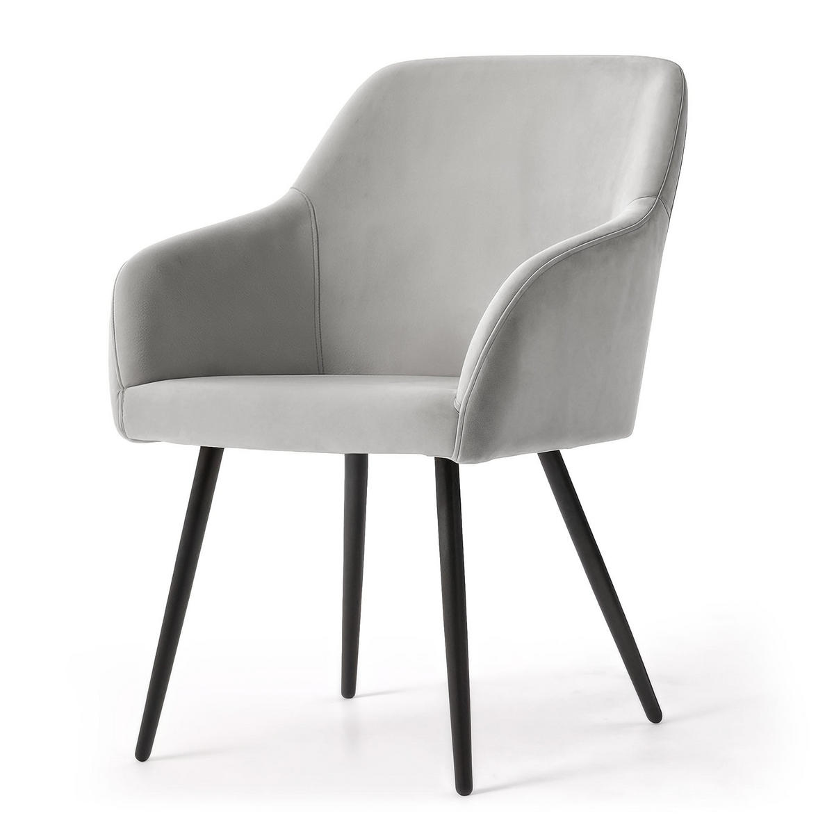 POLSTERSTUHL 6er Set, Metallbeine Grau, Schwarz 54,5/83/58 - Schwarz/Grau, Textil (55/83/58cm) - RAUMHIRSCH FURNITURE