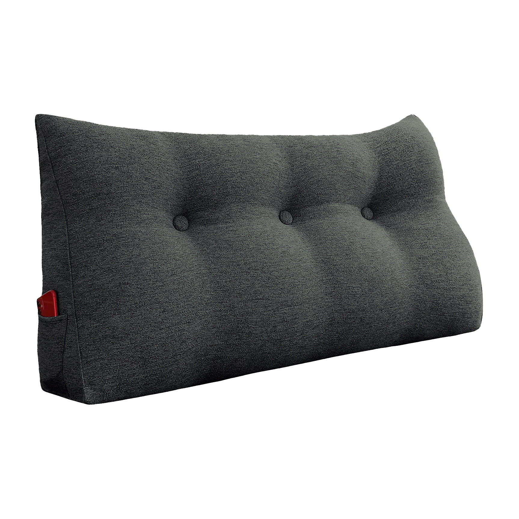 RÜCKENKISSEN für Bett Leinenlook Schwarz 100 cm - Schwarz, Textil (50/100cm) - Vercart