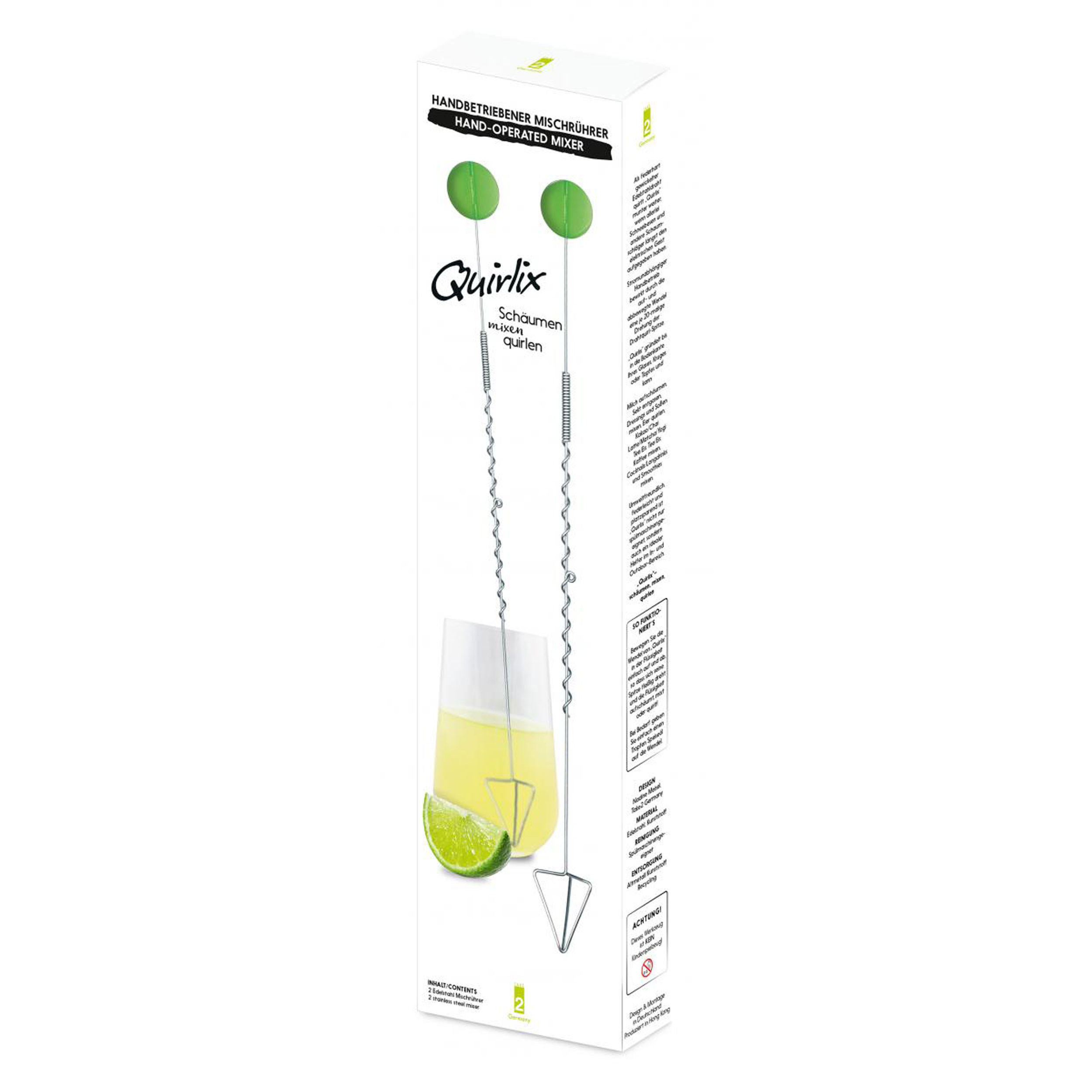 MILCHAUFSCHÄUMER Quirlix, 2er Set, Kunststoffgriff Grün - Grün, Metall - Take2