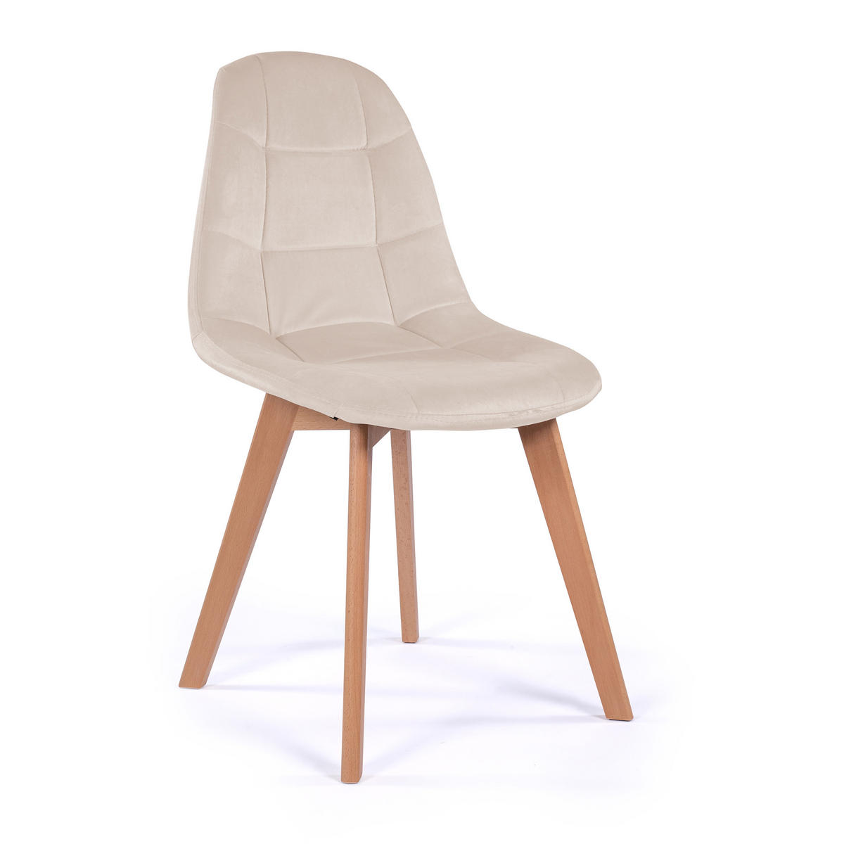 STUHL VEGAS im skandinavischen Stil - beige - Samt Velours - Beige/Naturfarben, Holz/Kunststoff (47/86/42cm) - NEW HOME