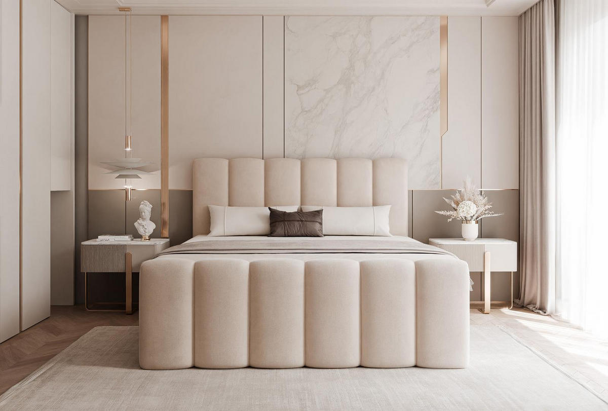 BOXBETT BUBBLE mit Topper 120x200 Grau - Grau, Holzwerkstoff (120/200cm) - Compleo24