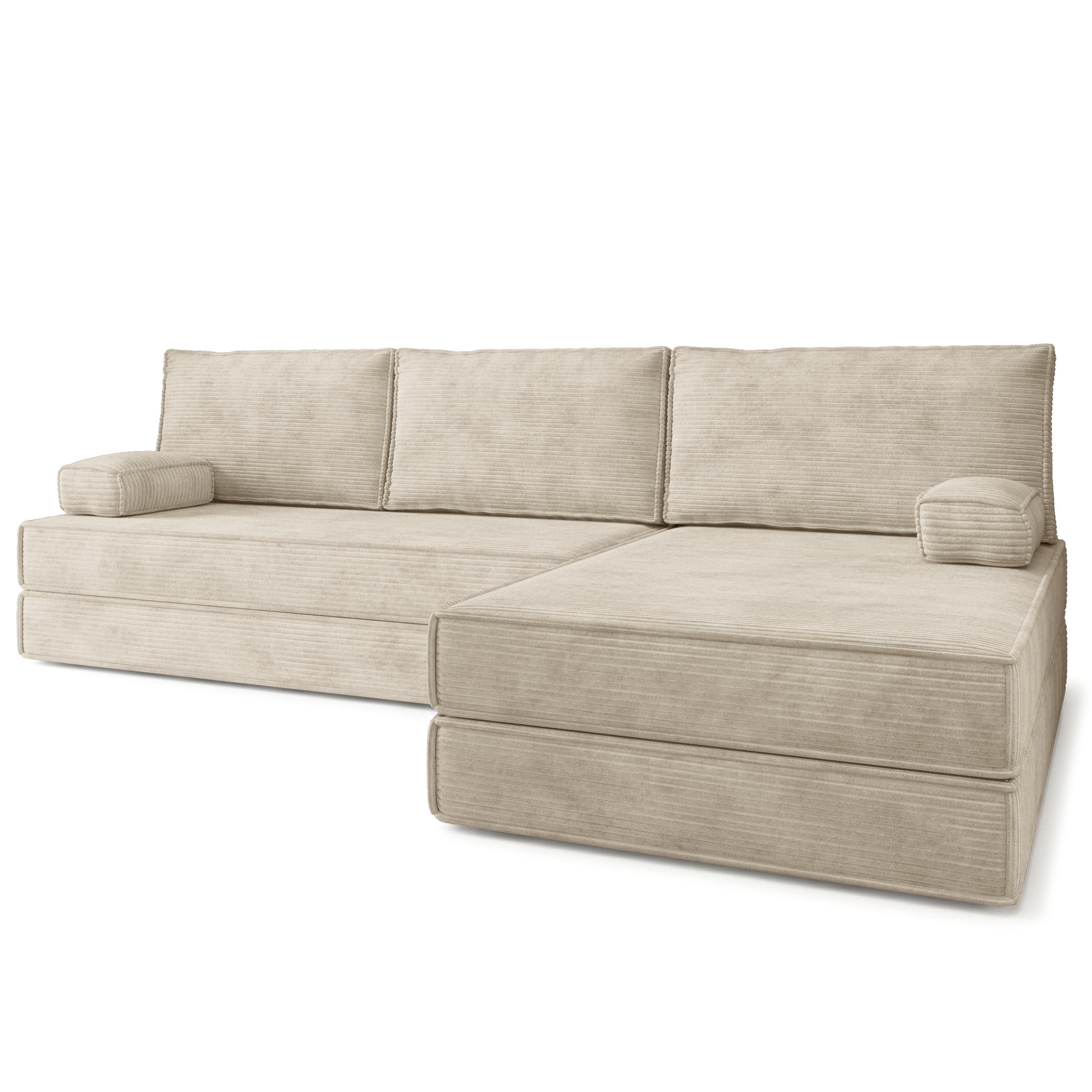 ROHOVÁ SEDAČKA ANKO modulární Boneless pohovka s funkcí spaní, krémová POSO 100 - krémová, textil (270/160cm) - MASSENO