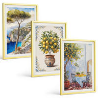 BILDER SET 3er Set - 40x60 cm Goldrahmen - Tisch aus Zitronenbaum - Goldfarben, Kunststoff (40/60cm) - TULUP