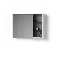 BADSPIEGELSCHRANK Vomano Weiß/Anthrazit 100 x 75 cm - Anthrazit/Weiß, Holzwerkstoff (100/75/18cm) - Livinity®