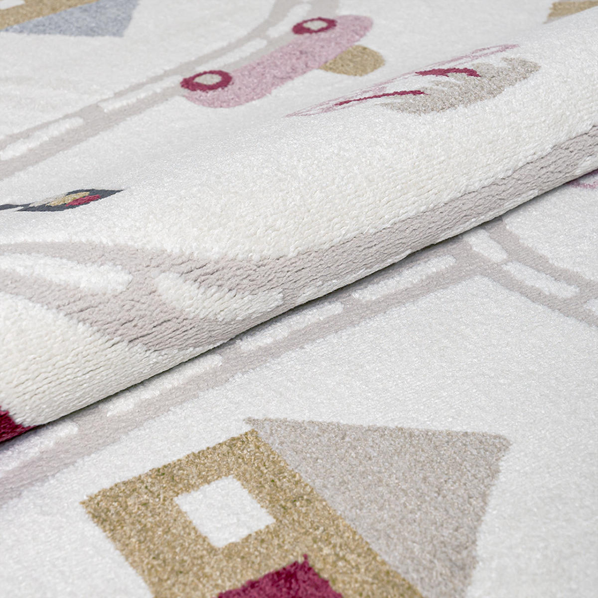 KINDERTEPPICH Alora Avenida Mazovia 160x230cm Creme Rosa Straßen Kurzflor - Pink, Textil (160/230cm) - Mazovia