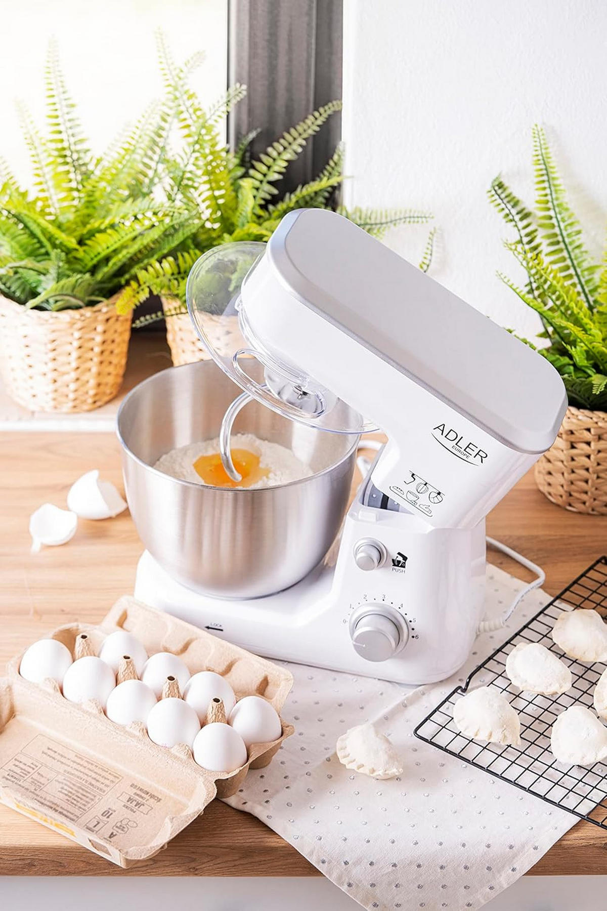 KÜCHENMASCHINE AD4216 Profi Weiß mit 4L Schüssel - Weiß, Kunststoff/Metall (25/35/33cm) - Adler