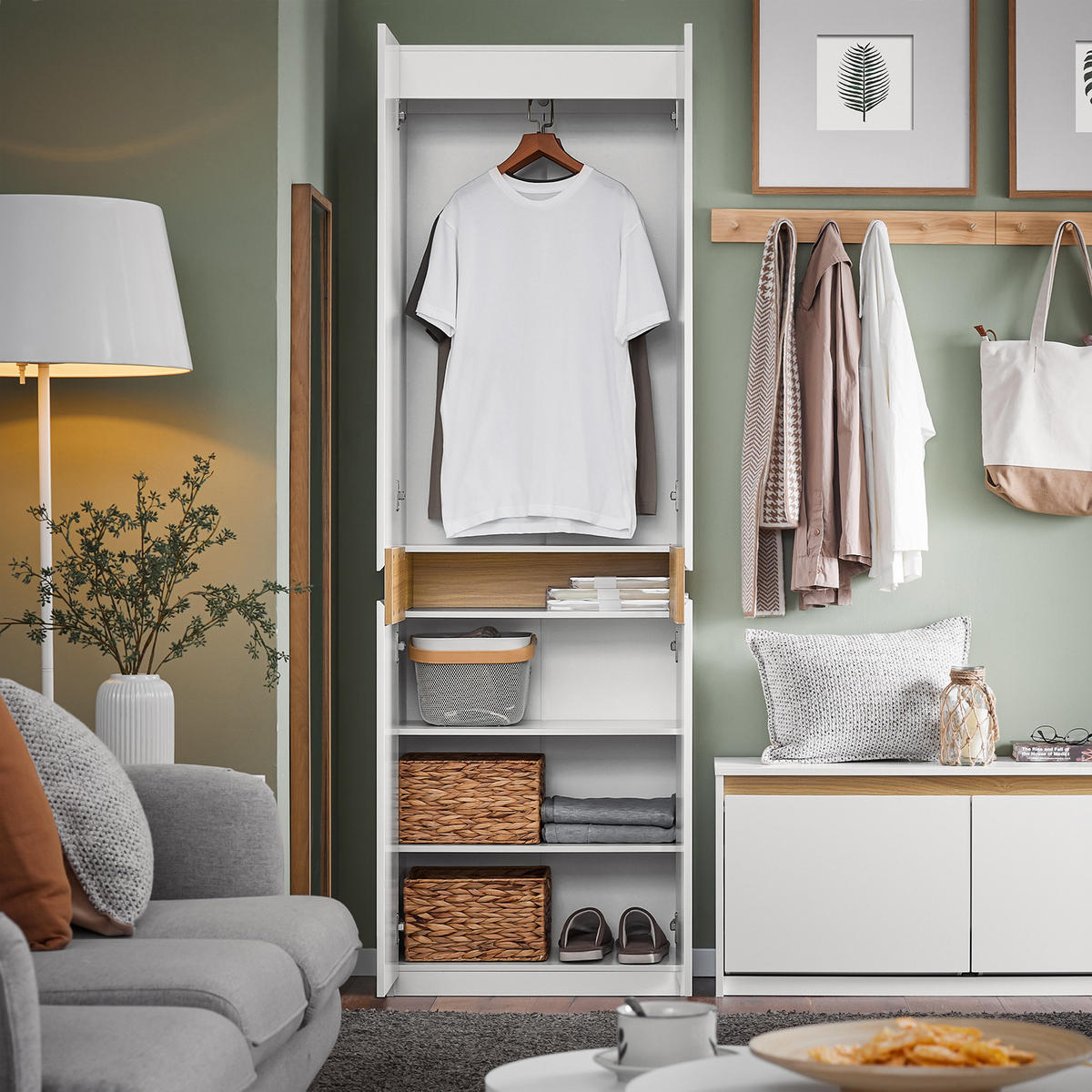 KLEIDERSCHRANK Weiß - Weiß, Holzwerkstoff (61/192/30cm) - SoBuy