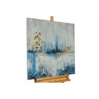 ACRYLBILD HANDGEMALT 80/80 cm - Blau/Beige, Holz/Textil (80/80cm) - KUNSTLOFT