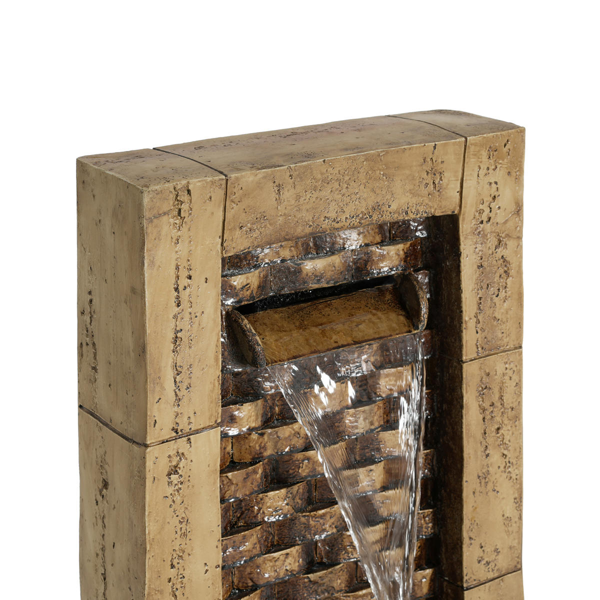 GARTENBRUNNEN Antik 230V Wasserfall Standbrunnen Quadratisch - Braun, Naturmaterialien (37/31.5/89cm) - FLIEKS