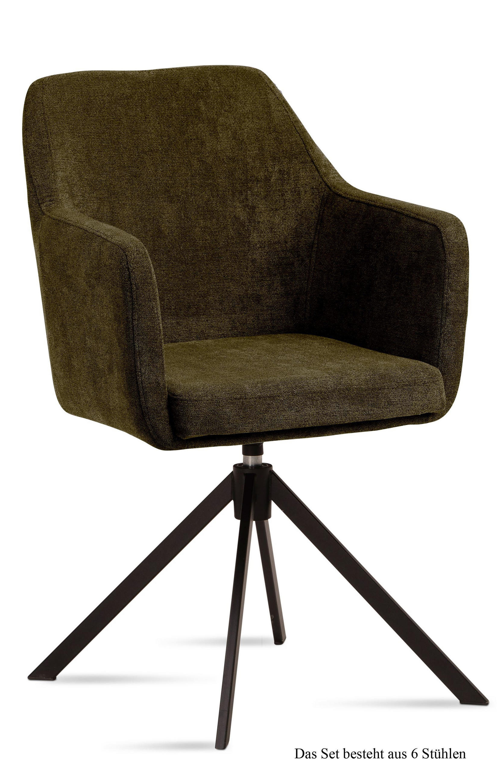ARMLEHNSTUHL drehbar (6er-Set) Denice 57x87x60 Schwarz/Khaki - Dunkelgrün/Schwarz, Kunststoff (60/87/57cm) - 58aufmkessel