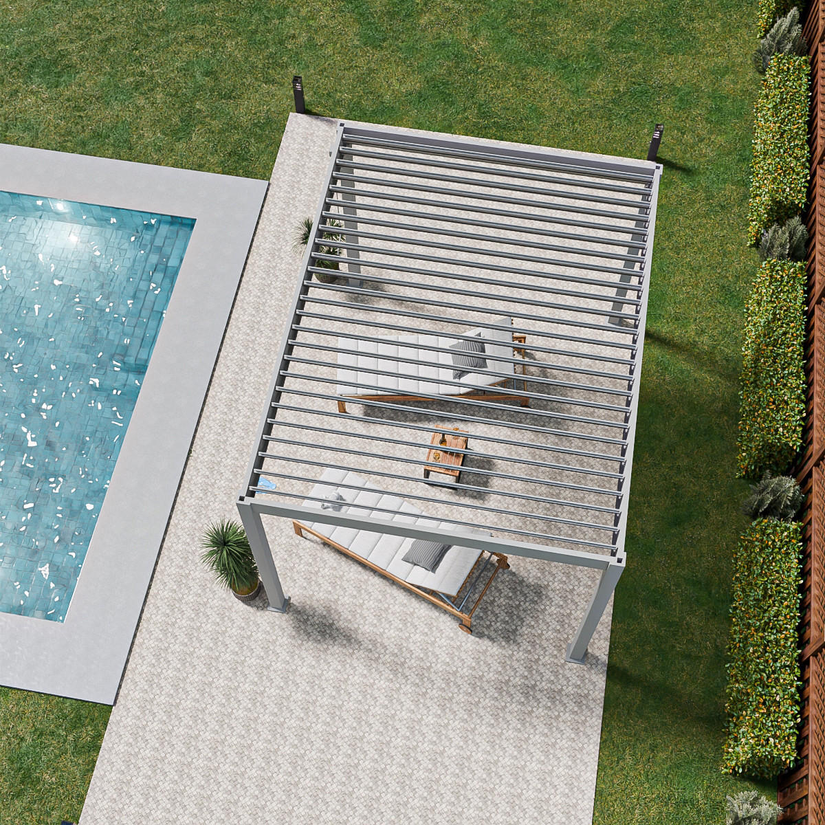 PERGOLA Trumpf Alu-Stahl Lamellendach 3 x 4 M sand freistehend - Weiß, Metall (4000/255/3000cm) - PergoLine