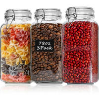 VORRATSGLAS 2,3L Eckig mit Drahtbügelverschluss 3er-Set - Multicolor, Glas (11.2/25.5/11.2cm)