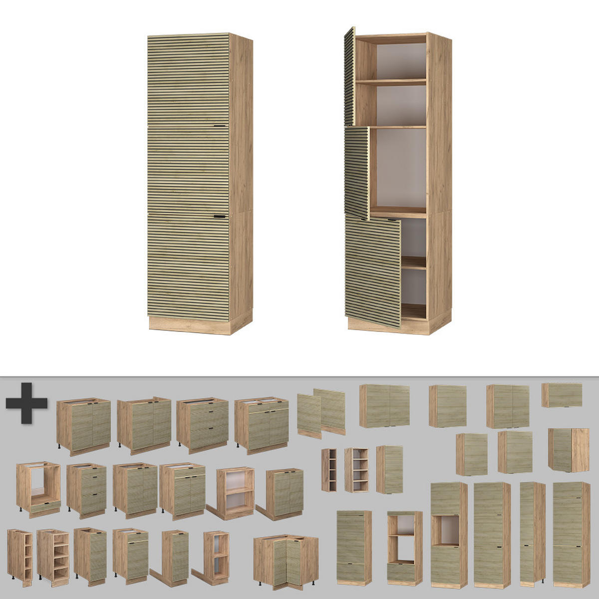 VESTAVNÁ SKŘÍŇKA NA SPORÁK Fame-Line Dubový panel - medově dubová/barva dubu, kompozitní dřevo (60/206.8/58cm) - Vicco