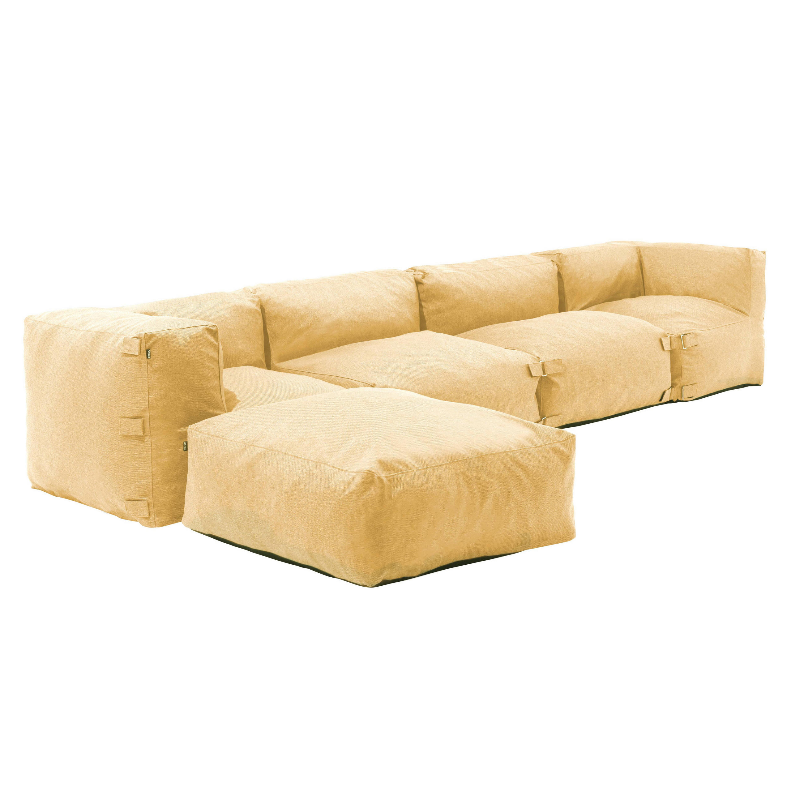 GARTENSOFA mit 5 Sitzplätzen, Hellgelb - Gelb, Textil (85/65/340cm) - Oviala