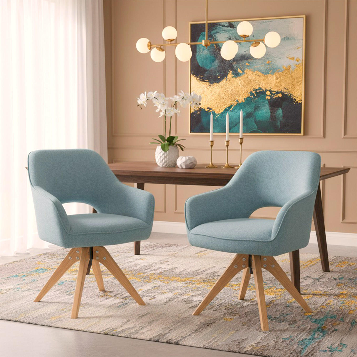 Thumbnail - Dubi Möbel Drehstuhl, Hellblau, Textil, 60x87x65 cm, Arbeitszimmer, Bürostühle, Drehstühle