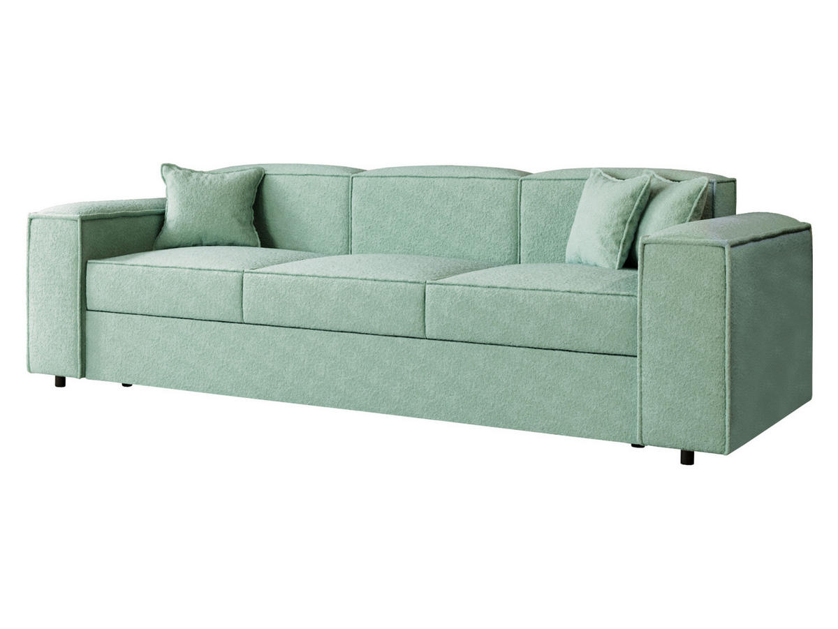 SCHLAFSOFA Santos Boucle - Schwarz/Mintgrün, Holzwerkstoff/Kunststoff (252/79/88cm) - MIRJAN24