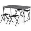 GARTENSET Tisch und 4 Stühlen, 120/60 cm, Höhenverstellbar - Schwarz, Metall - Outtec