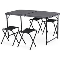GARTENSET Tisch und 4 Stühlen, 120/60 cm, Höhenverstellbar - Schwarz, Metall - Outtec